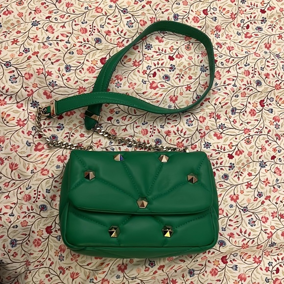Zara Green Studded Quilted Handbag - Picture 3 of 6